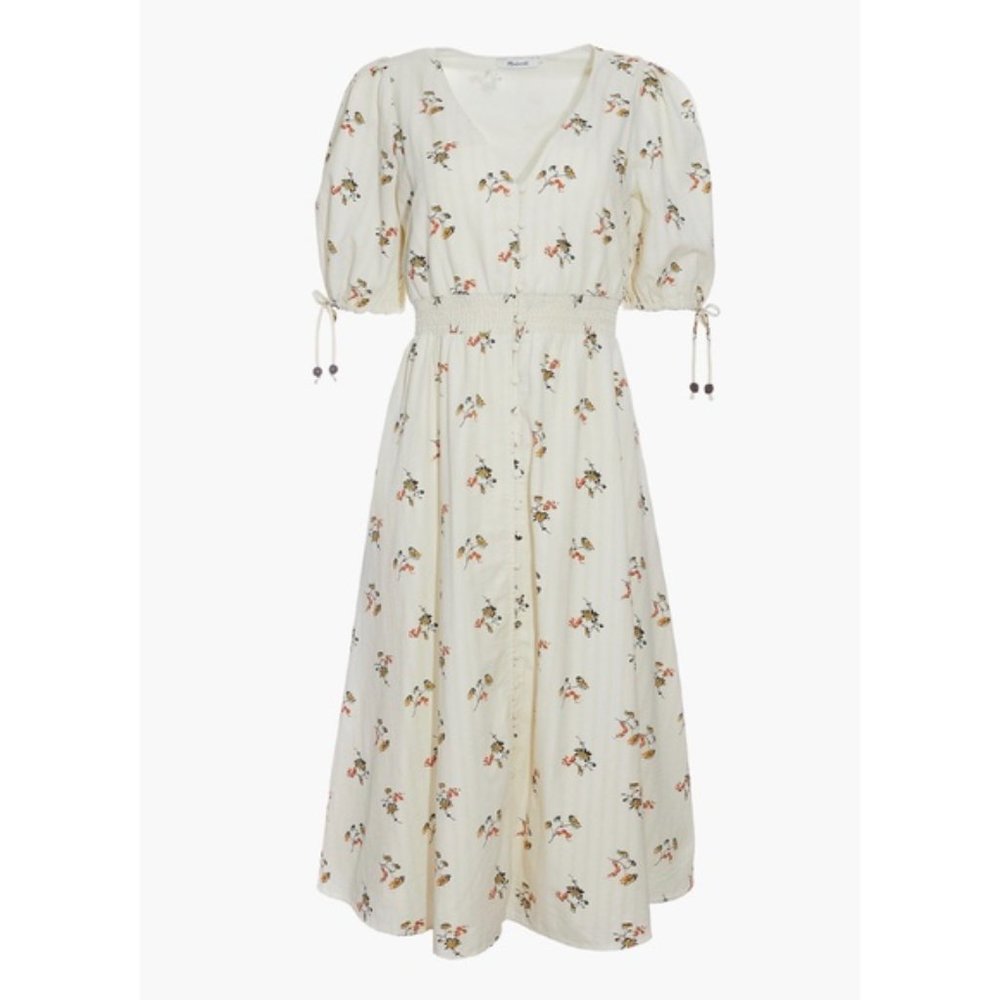 Madewell Smocked Button Front Midi Dress Floral M